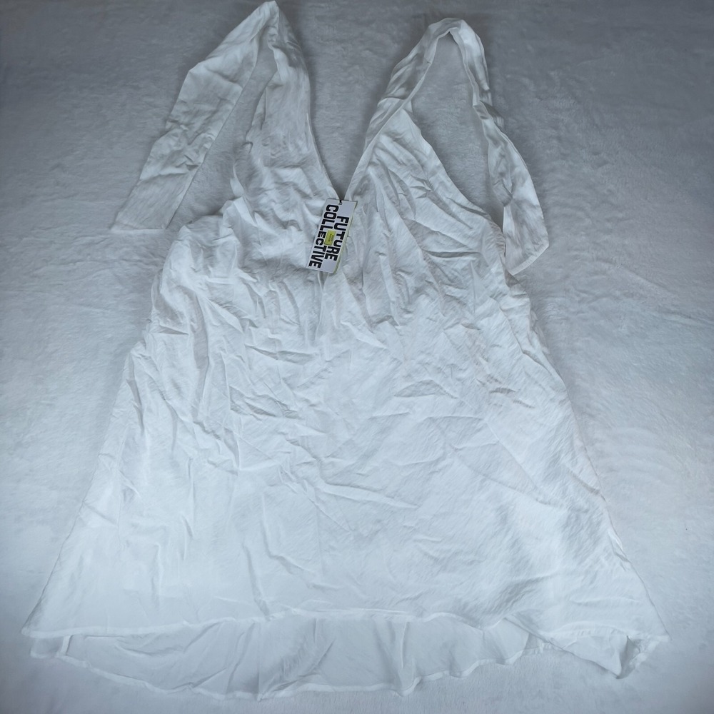 Future Collective With Jenee Naylor Mini Dress Womens Large White Halter Neck
